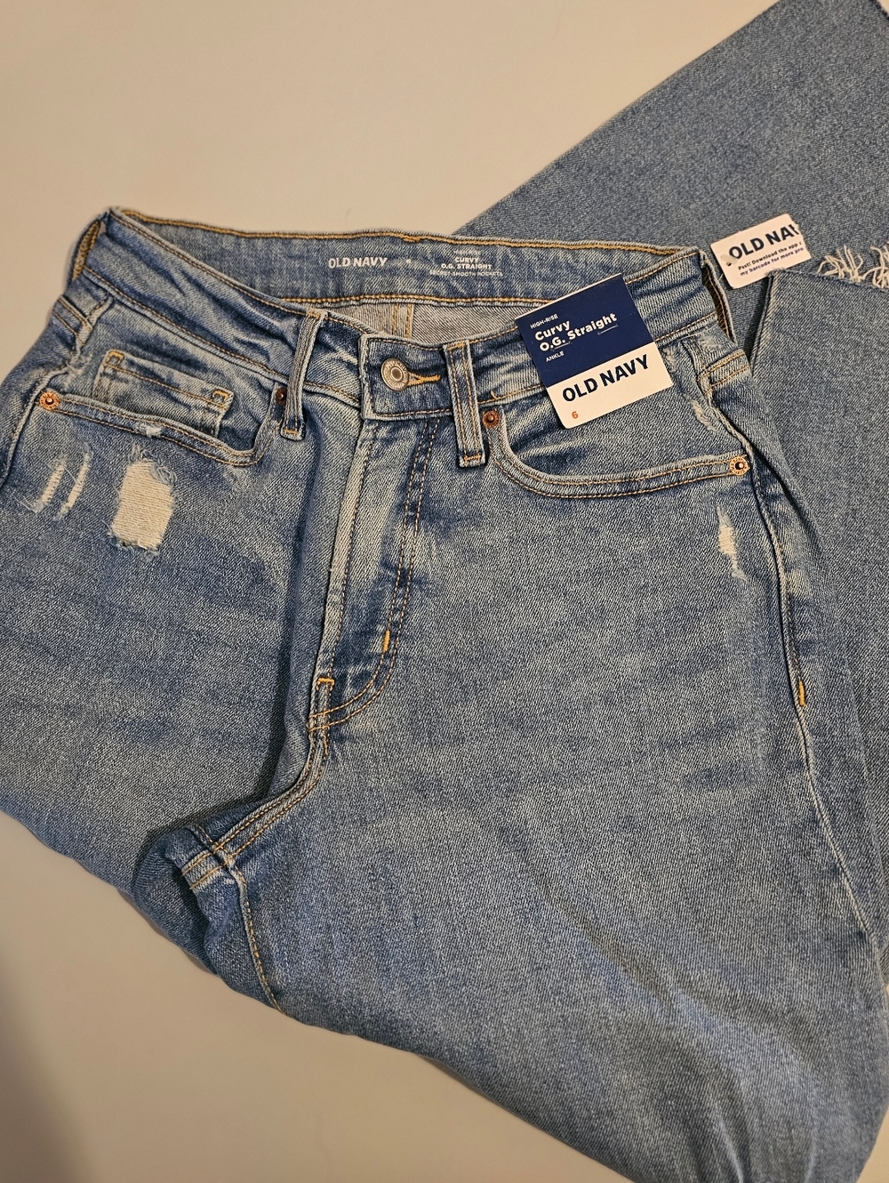 Old Navy Women's Light Blue Curvy O.G. Straight Leg Jeans